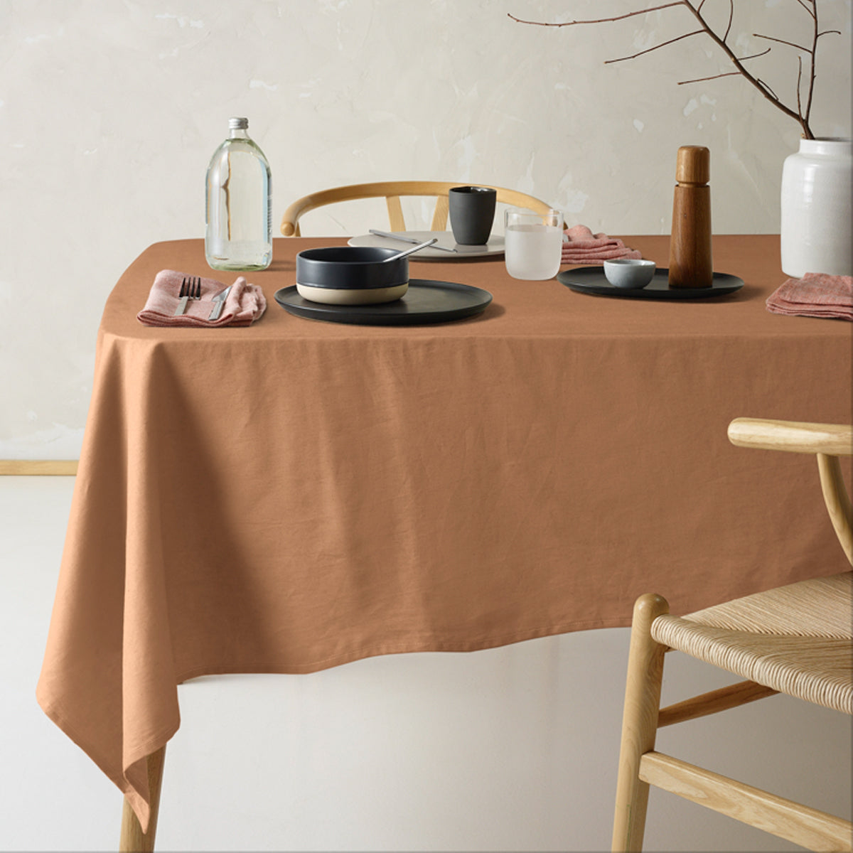 Vintage Design Homewares Helm Terracotta Washed Linen Cotton Tablecloth 130cm x 180cm V442-HIN-TABLEC-HELMLINENC180CM-TERRA-RE
