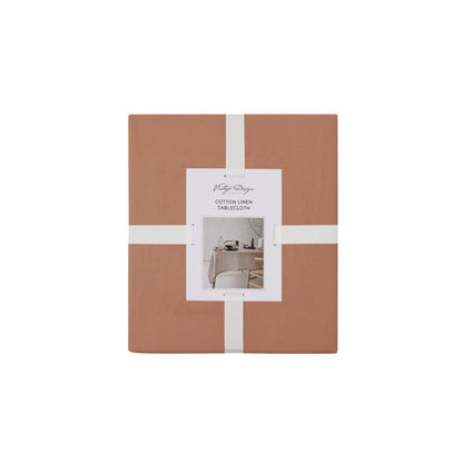 Vintage Design Homewares Helm Terracotta Washed Linen Cotton Tablecloth 150cm x 275cm V442-HIN-TABLEC-HELMLINENC275CM-TERRA-RE