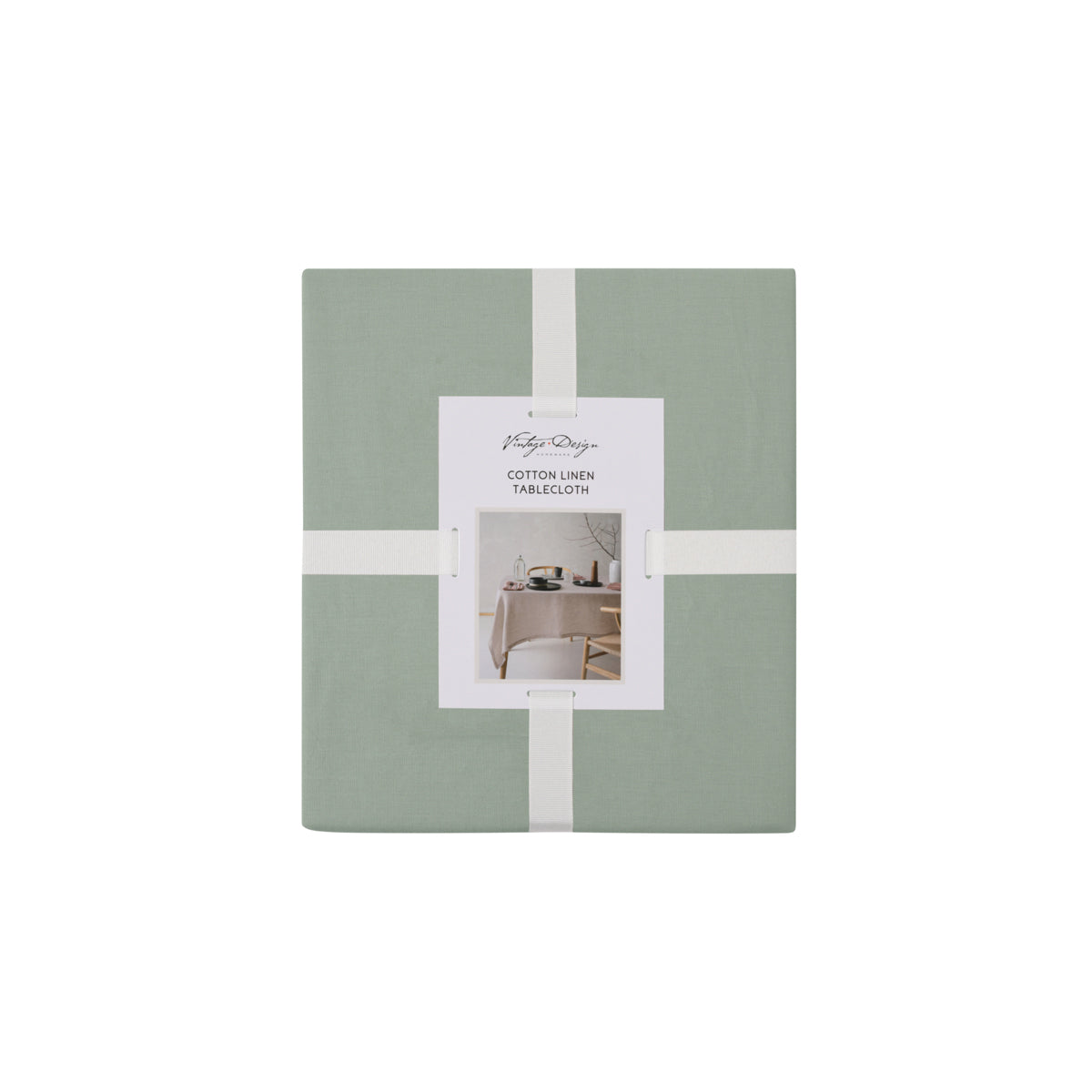 Vintage Design Homewares Helm Green Washed Linen Cotton Tablecloth 180cm x 400cm V442-HIN-TABLEC-HELMLINENC400CM-GREEN-RE