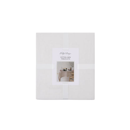 Vintage Design Homewares Helm White Washed Linen Cotton Tablecloth 130cm x 180cm V442-HIN-TABLEC-LINEN180CM-WHITE-RE