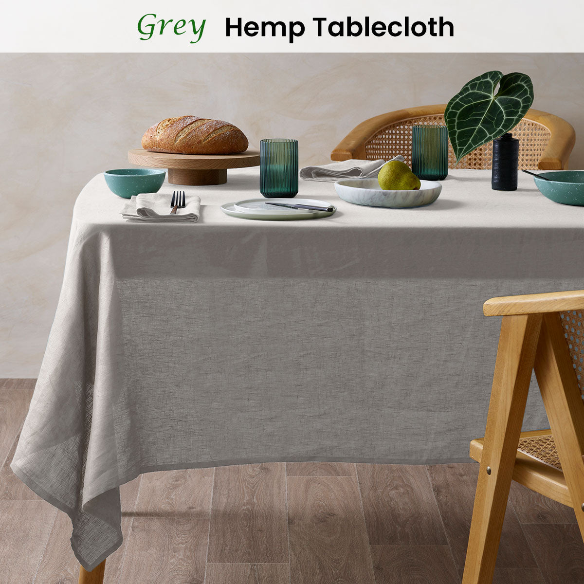 Vintage Design Homewares Natural French Linen Tablecloth 150cm x 230cm V442-HIN-TABLEC-LINEN230CM-NATURAL-RE