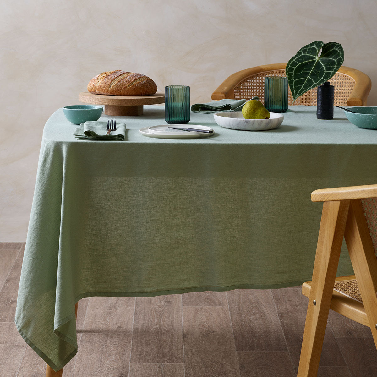 Vintage Design Homewares Sage Vintage Washed Linen Cotton Tablecloth 150x230cm V442-HIN-TABLEC-LINENCOTTON230CM-SAGE-RE