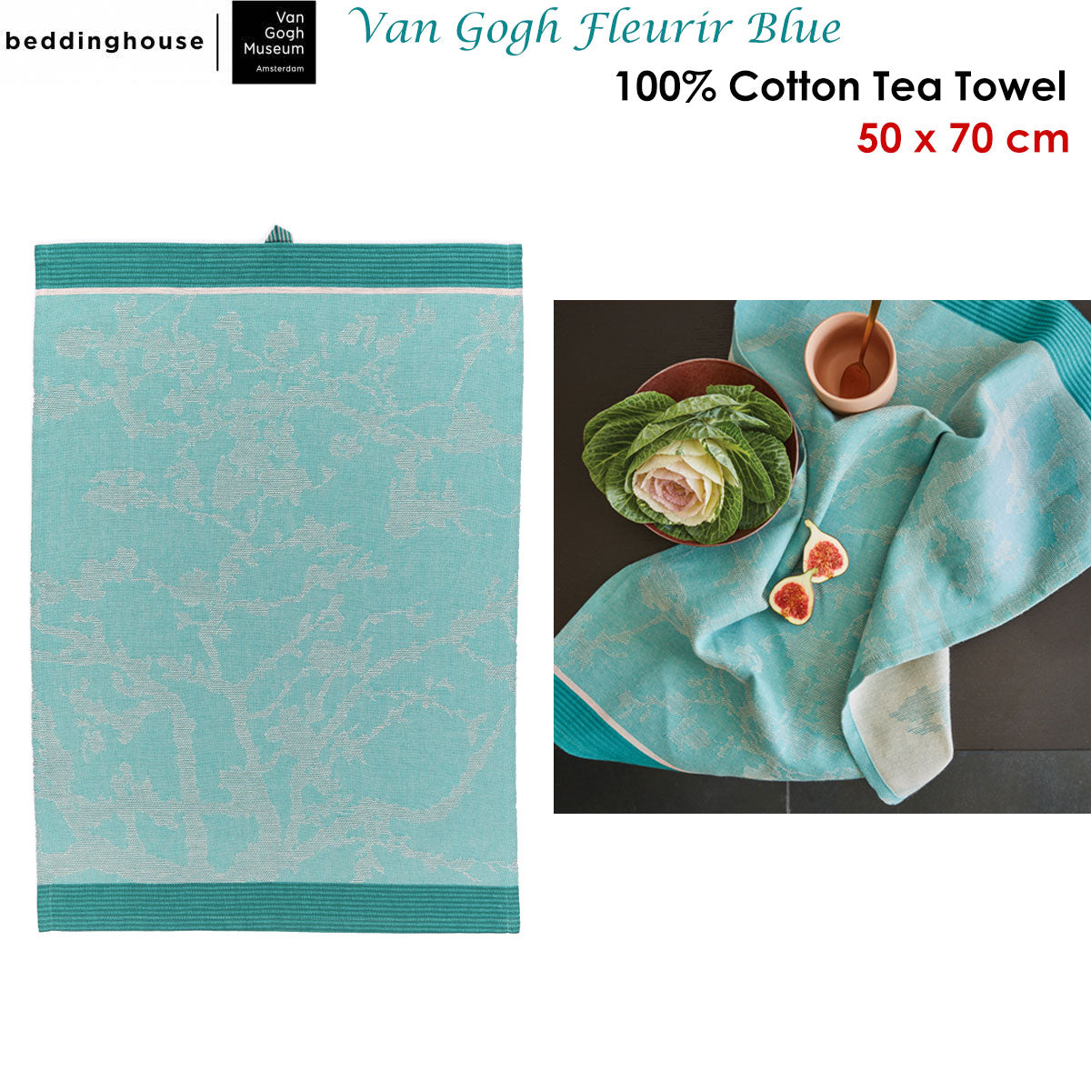 Bedding House Van Gogh Fleurir Blue Tea Towel V442-HIN-TEAT-FLEURIR-BLUE-RE