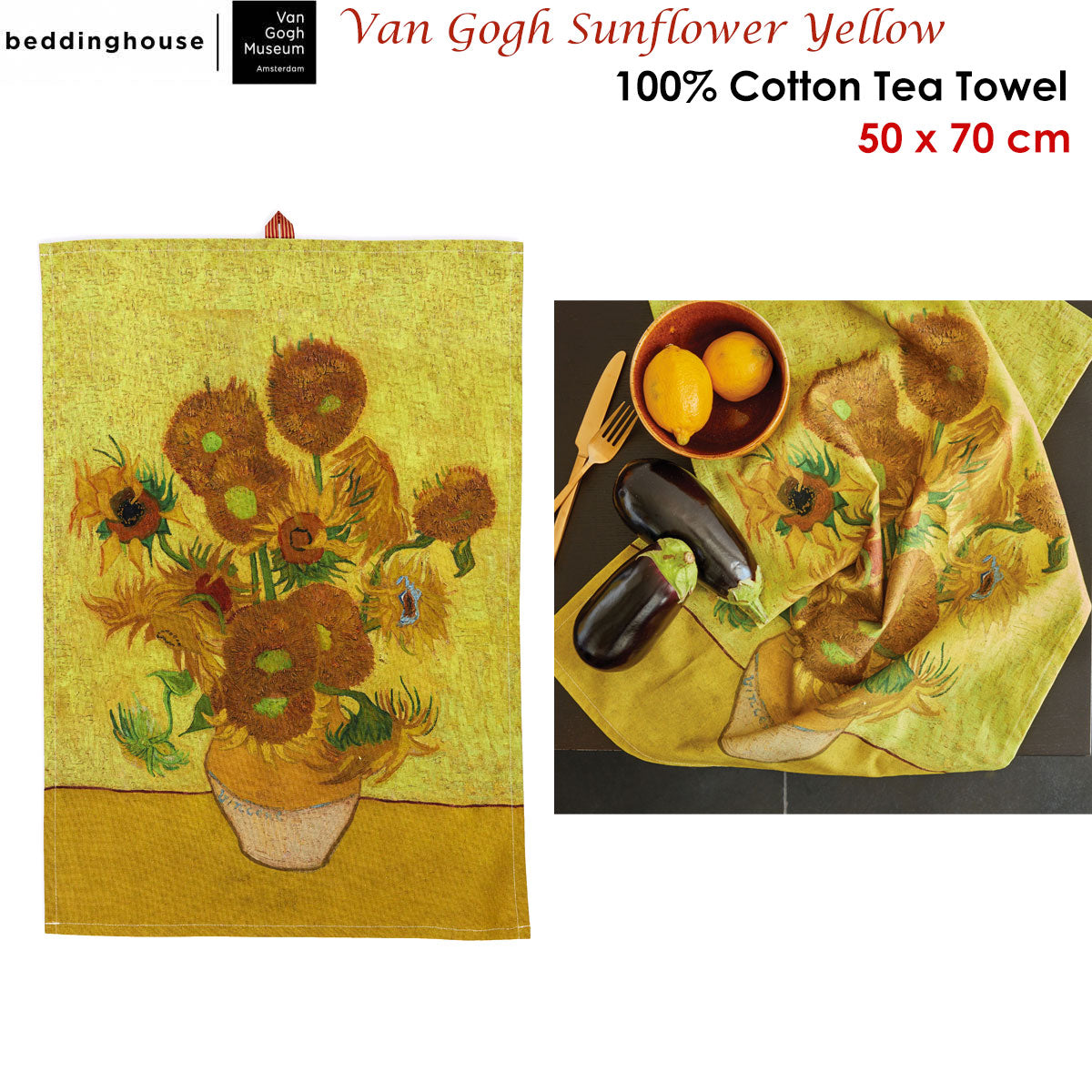 Bedding House Van Gogh Sunflower Yellow Tea Towel V442-HIN-TEAT-SUNFLOWER-YELLOW-RE