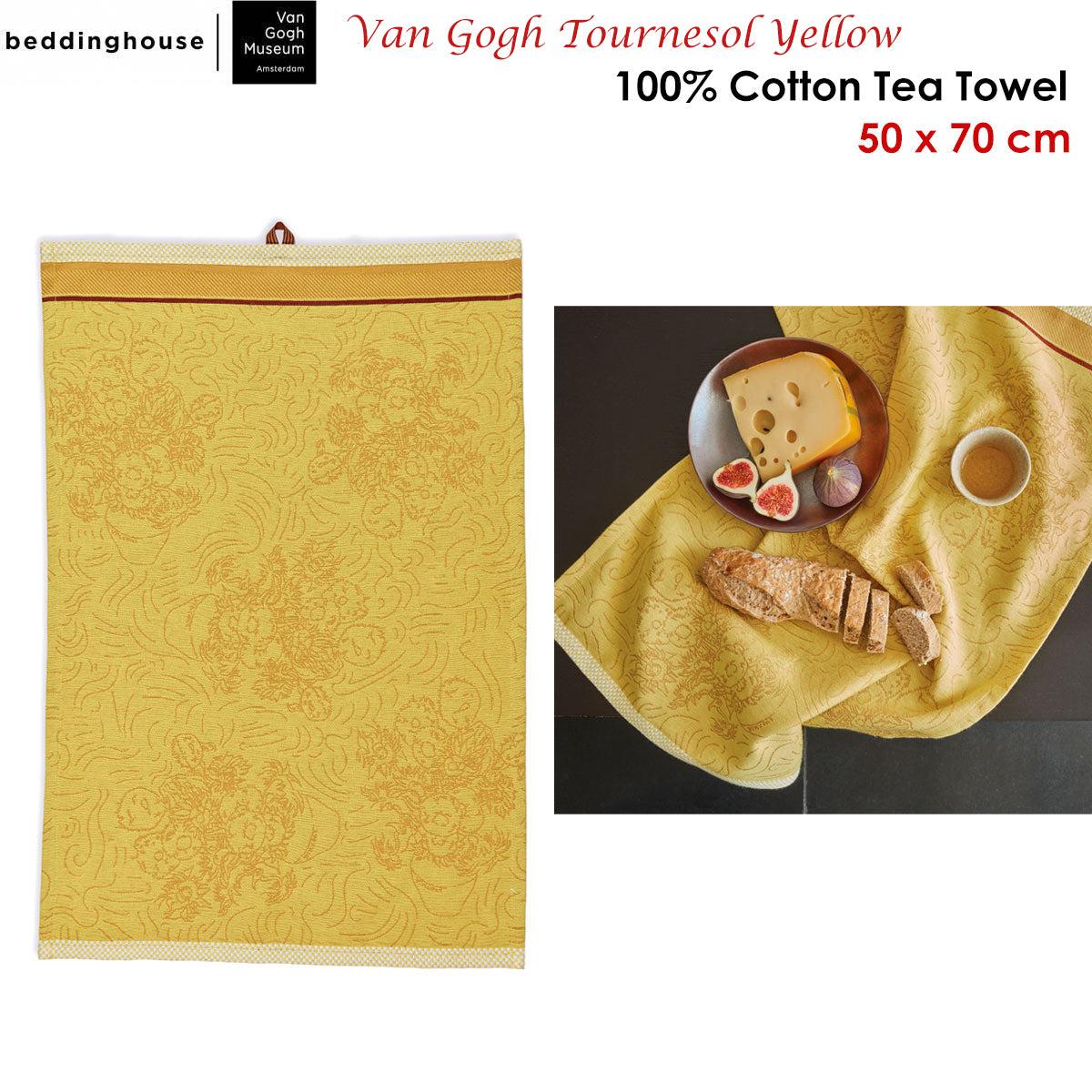 Bedding House Van Gogh Tournesol Yellow Tea Towel V442-HIN-TEAT-TOURNESOL-YELLOW-RE