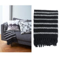 Bedding House Cotton Fringe Throw Rug Honshu Black V442-HIN-THROW-HONSHU-BLACK-RE