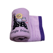 Giraffe Jungle Friend Polar Fleece Baby Blanket 80 x 110 cm V442-HIN-THROW-JUNGLEFRIENDS-LILAC-RE