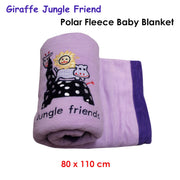 Giraffe Jungle Friend Polar Fleece Baby Blanket 80 x 110 cm V442-HIN-THROW-JUNGLEFRIENDS-LILAC-RE
