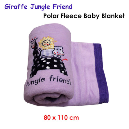 Giraffe Jungle Friend Polar Fleece Baby Blanket 80 x 110 cm V442-HIN-THROW-JUNGLEFRIENDS-LILAC-RE