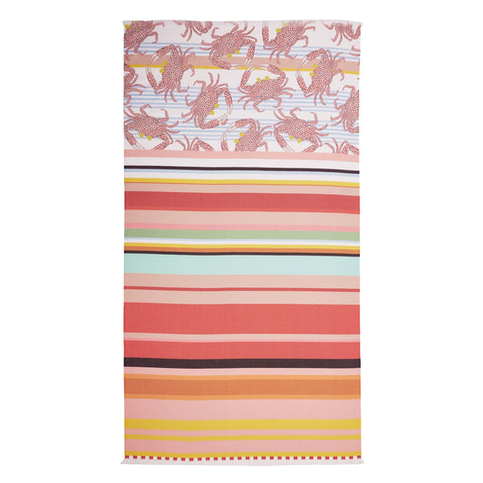 Oilily Cotton Digital Print Large Towel Crazy Crabs V442-HIN-TOWEL-CRAZYCRABS-MULTI-RE