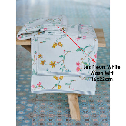 PIP Studio Les Fleurs Cotton Wash Mitt White V442-HIN-TOWEL-LESFLEURSMITT-WHITE-RE