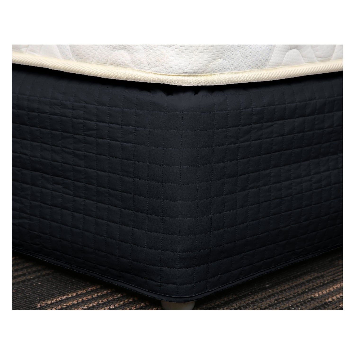 Easy Fit Quilted Valance Black - Single V442-HIN-VALANCE-FITTED-BLACK-SB