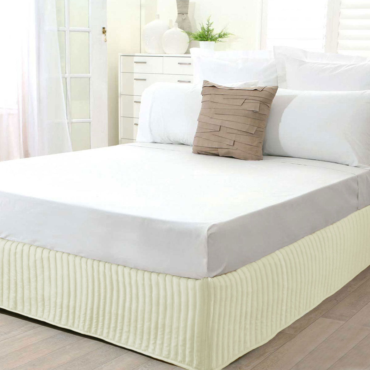Big Sleep Cream Polyester Quilted Valance Double V442-HIN-VALANCE-POLYESTERQUILTED-CREAM-DS