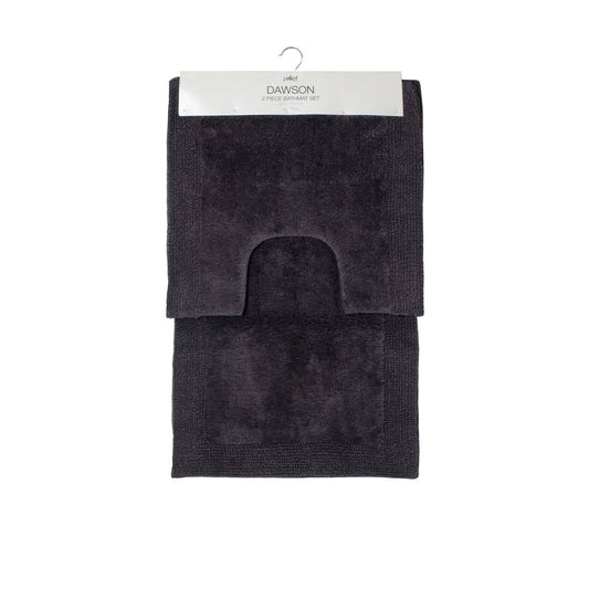 J.Elliot Home Home 2000GSM 2 Pce Dawson 100% Cotton Bath Mat Set Charcoal V442-IDC-BATHM-2PCEDAWSON-CHARCOAL-SH