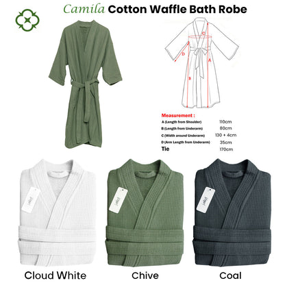 J Elliot Home Camila Cotton Waffle Bath Robe Cloud White V442-IDC-BATHROBE-CAMILA-CLOUD-L