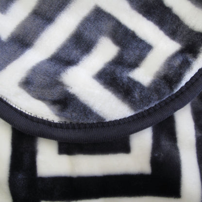 Bloomington 800GSM Greek Key Charcoal Winter Premium Quality 1 Ply Mink Blanket Double V442-IDC-BLANKET-800GSMGREEKKEY-CHARCOAL-DS