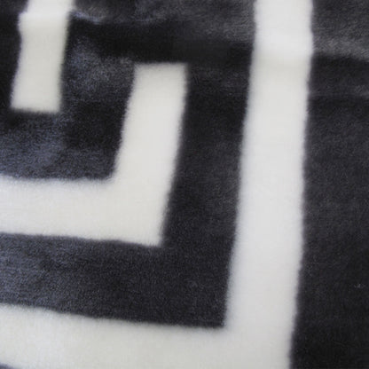 Bloomington 800GSM Greek Key Charcoal Winter Premium Quality 1 Ply Mink Blanket Double V442-IDC-BLANKET-800GSMGREEKKEY-CHARCOAL-DS