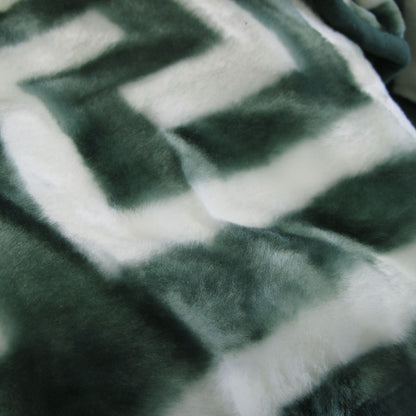 Bloomington 800GSM Greek Key Green Winter Premium Quality 1 Ply Mink Blanket Double V442-IDC-BLANKET-800GSMGREEKKEY-GREEN-DS