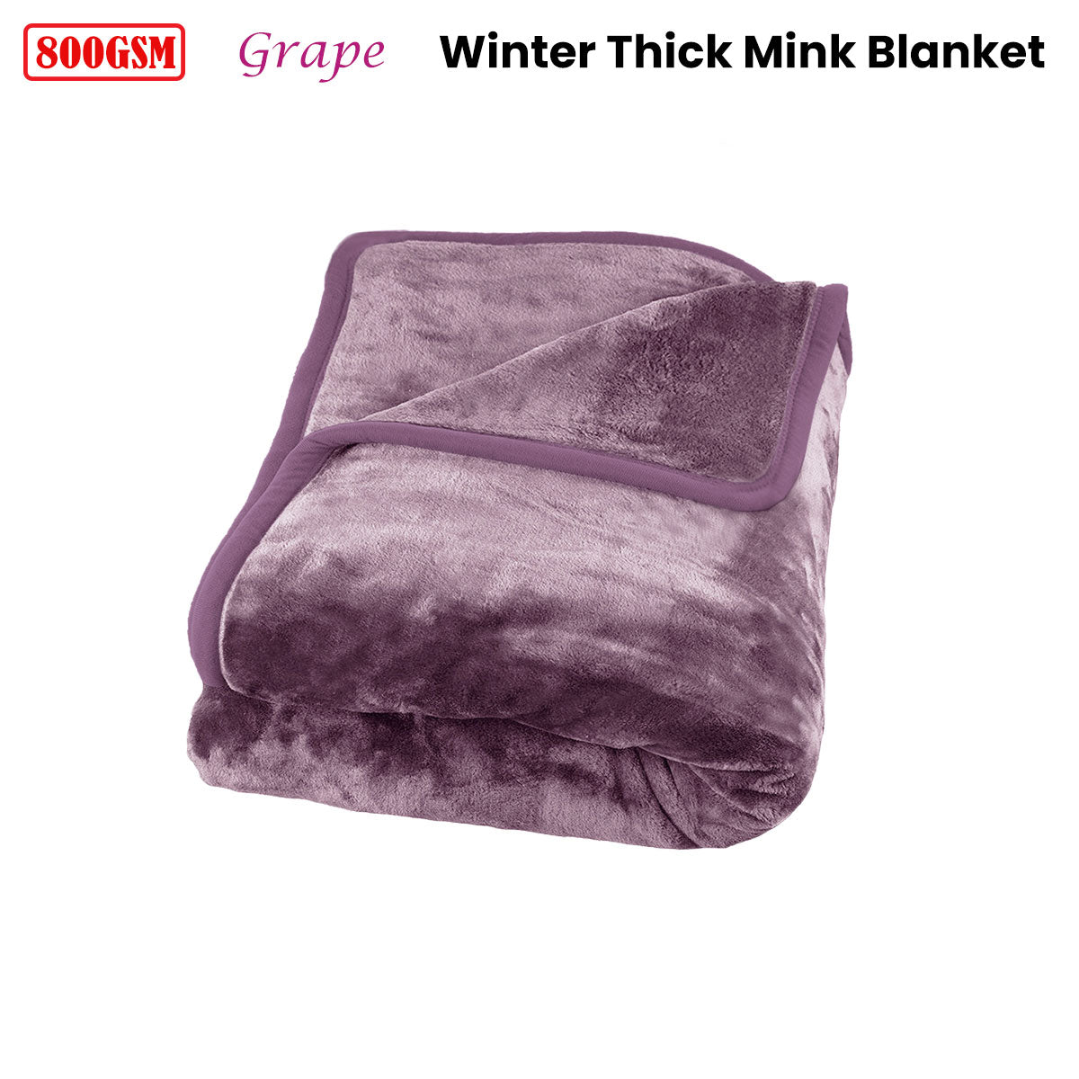 J Elliot Home 800GSM Luxury Winter Thick Mink Blanket Grape King V442-IDC-BLANKET-800GSMMINK-GRAPE-KI