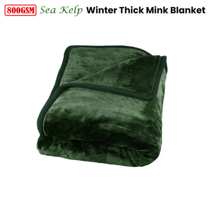 J Elliot Home 800GSM Luxury Winter Thick Mink Blanket Sea Kelp King V442-IDC-BLANKET-800GSMMINK-SEAKELP-KI