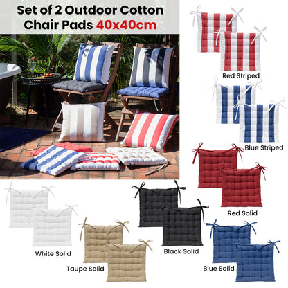 J Elliot Home Set of 2 Outdoor 100% Cotton Chair Pads 40 x 40 cm Solid Taupe V442-IDC-CHAIRPAD-SETOF2COTTONSOLID-TAUPE-SQ