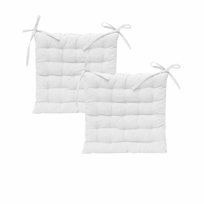 J Elliot Home Set of 2 Outdoor 100% Cotton Chair Pads 40 x 40 cm Solid White V442-IDC-CHAIRPAD-SETOF2COTTONSOLID-WHITE-SQ