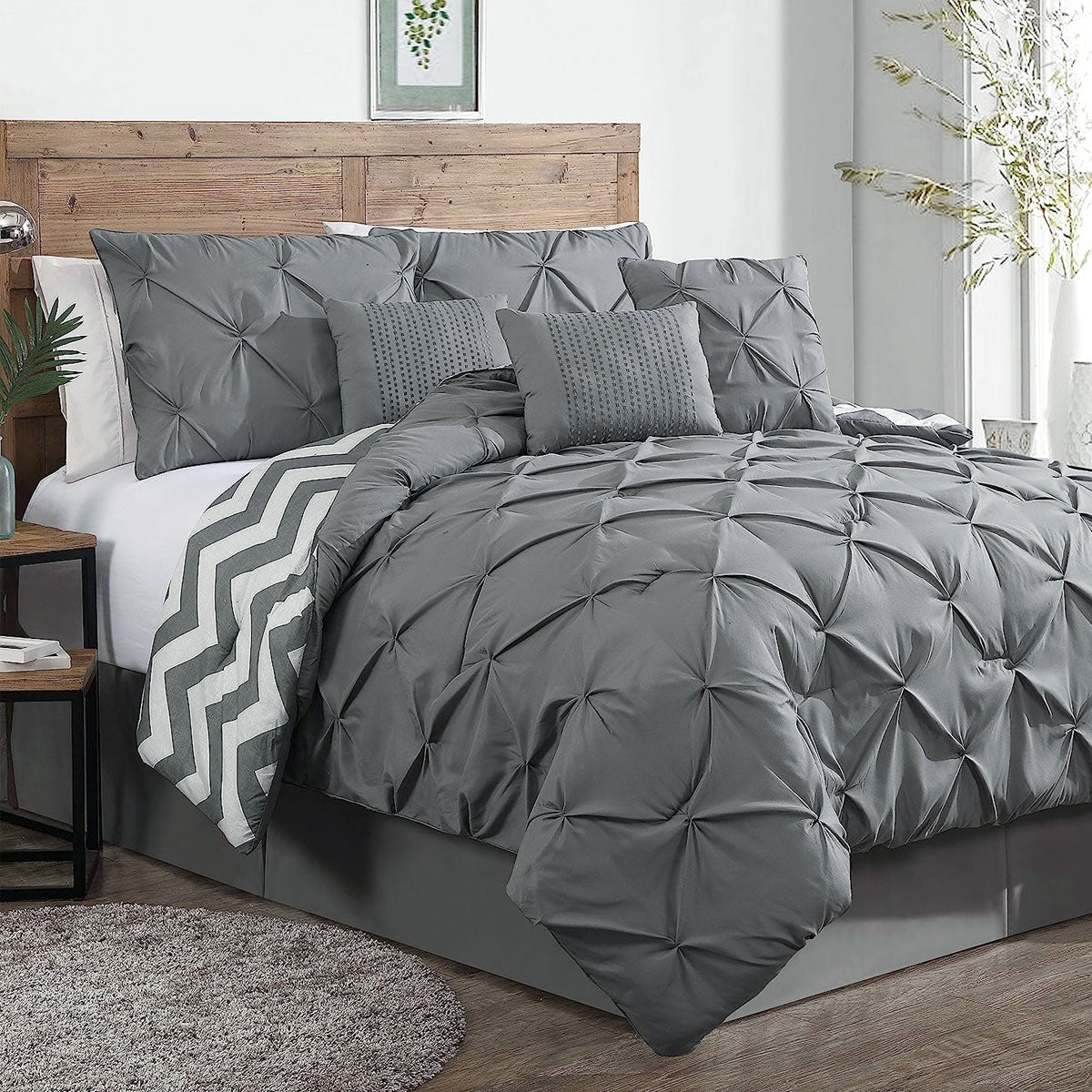J Elliot Home 6 Pcs Ella Grey Comforter Set Single V442-IDC-COMFORTER-6PCELLA-GREY-SB
