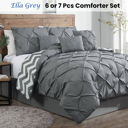J Elliot Home 6 Pcs Ella Grey Comforter Set Single V442-IDC-COMFORTER-6PCELLA-GREY-SB