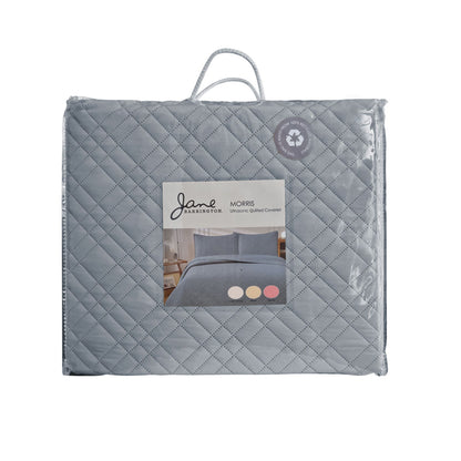 Jane Barrington Morris Dark Grey Ultrasonic Embossed Lightly Quilted Reversible Coverlet Set Queen V442-IDC-COVERLETS-MORRIS-DARKGREY-QS