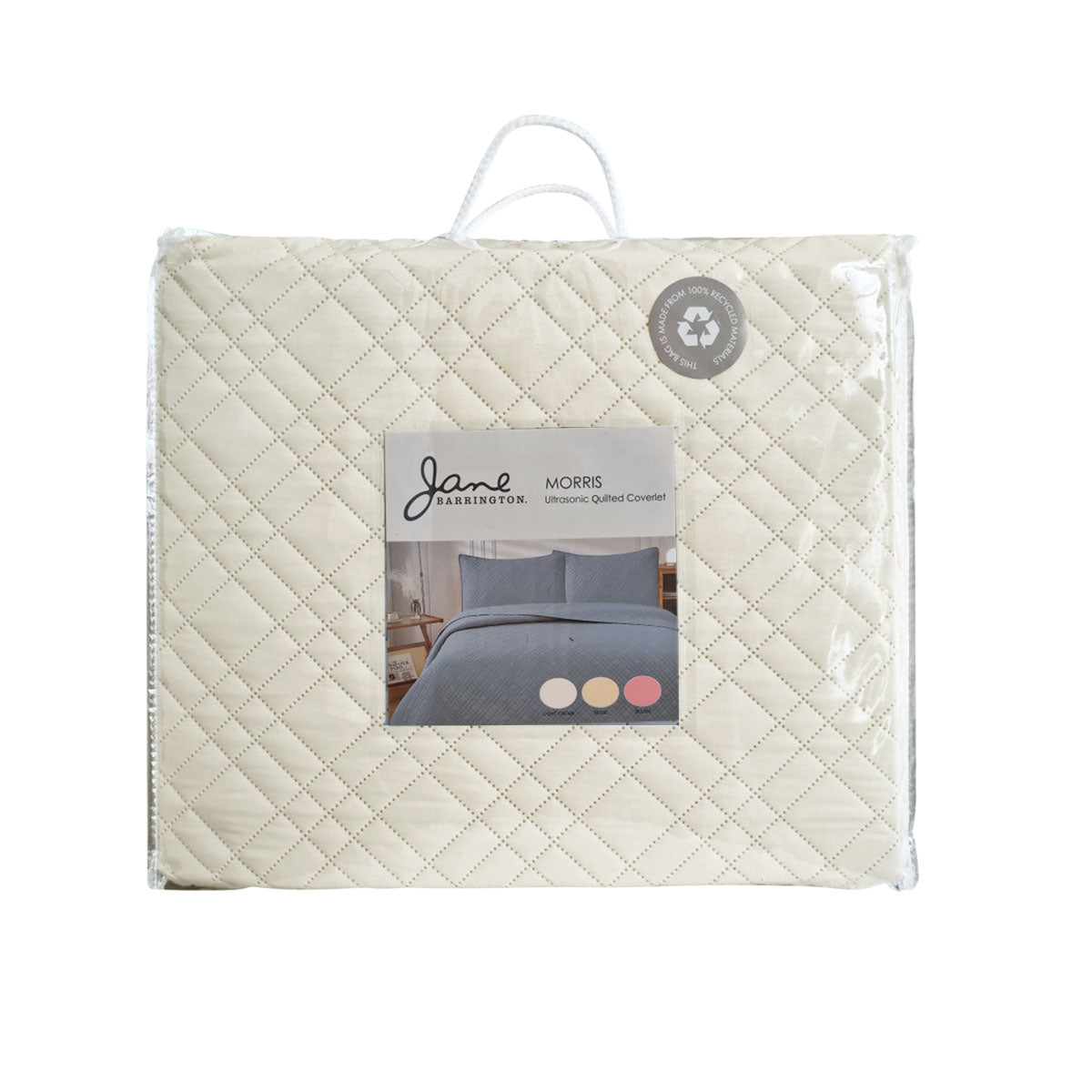 Jane Barrington Morris Light Cream Ultrasonic Embossed Lightly Quilted Reversible Coverlet Set King V442-IDC-COVERLETS-MORRIS-LIGHTCREAM-KI
