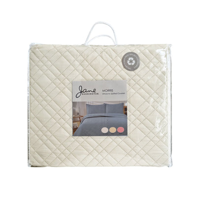 Jane Barrington Morris Light Cream Ultrasonic Embossed Lightly Quilted Reversible Coverlet Set King V442-IDC-COVERLETS-MORRIS-LIGHTCREAM-KI