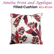 IDC Homewares Amelia Applique Pink Filled Cushion 43 x 43 cm V442-IDC-CUSHION-AMELIAAPPLIQUE-PINK-SQ