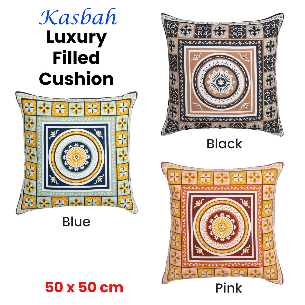 J Elliot Home Kasbah Luxury Filled Cushion 50 x 50cm Pink V442-IDC-CUSHION-KASBAH-PINK-SQ