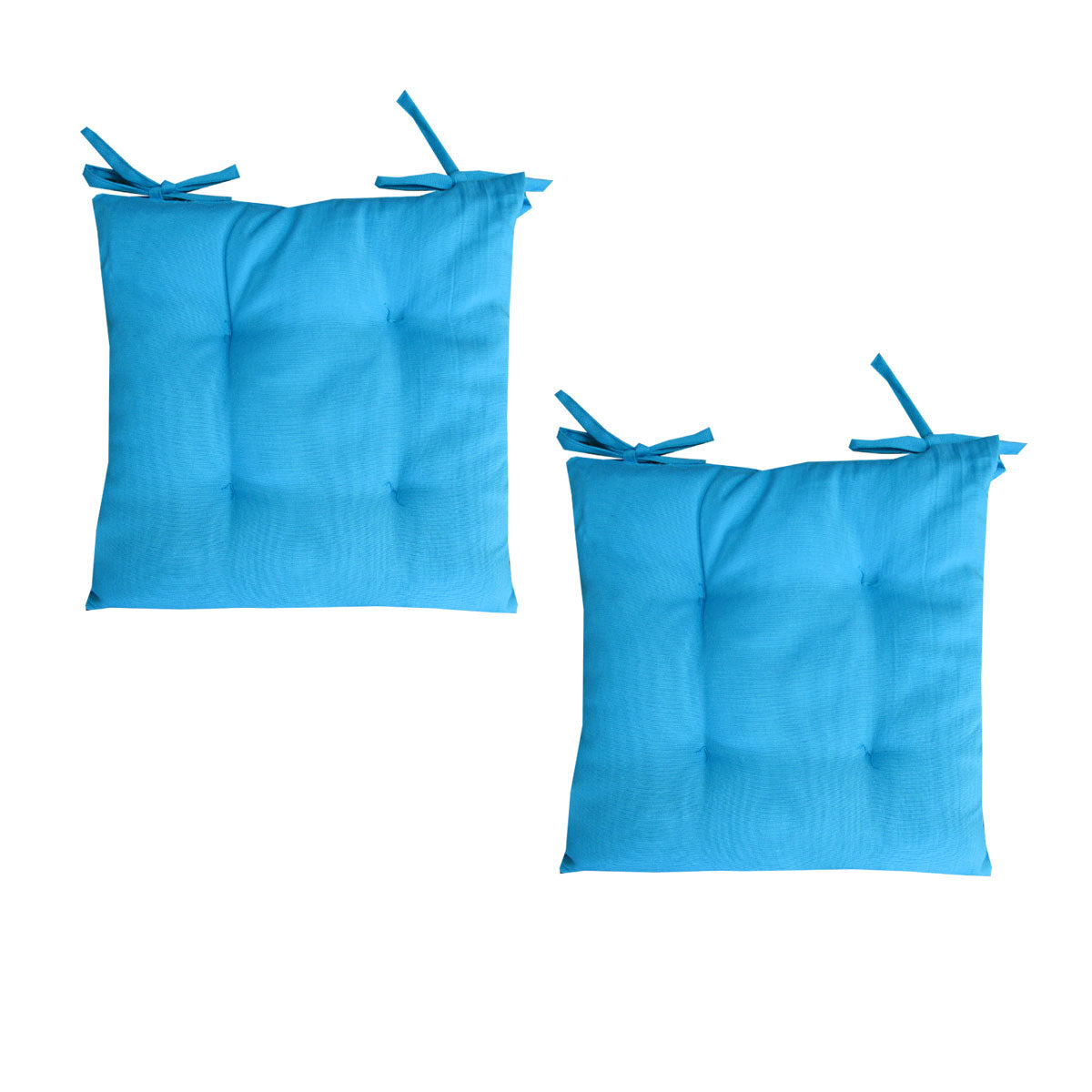 Set of 2 Outdoor Polyester Solid Chair Pads 40 x 40cm Ocean Blue V442-IDC-CUSHION-POLYCHAIRPAD-OCEANBLUE-SQ
