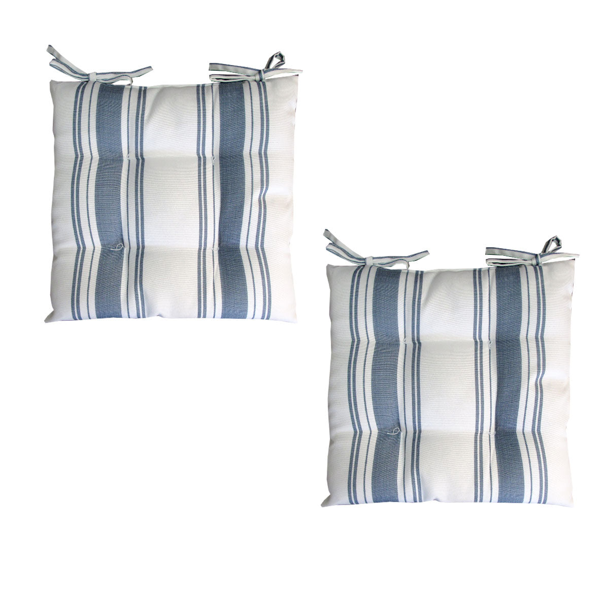 Set of 2 Outdoor Polyester Striped Chair Pads 40 x 40cm White Blue V442-IDC-CUSHION-POLYCHAIRPAD-WHITEBLUE-SQ