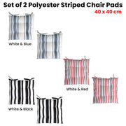 Set of 2 Outdoor Polyester Striped Chair Pads 40 x 40cm White Blue V442-IDC-CUSHION-POLYCHAIRPAD-WHITEBLUE-SQ