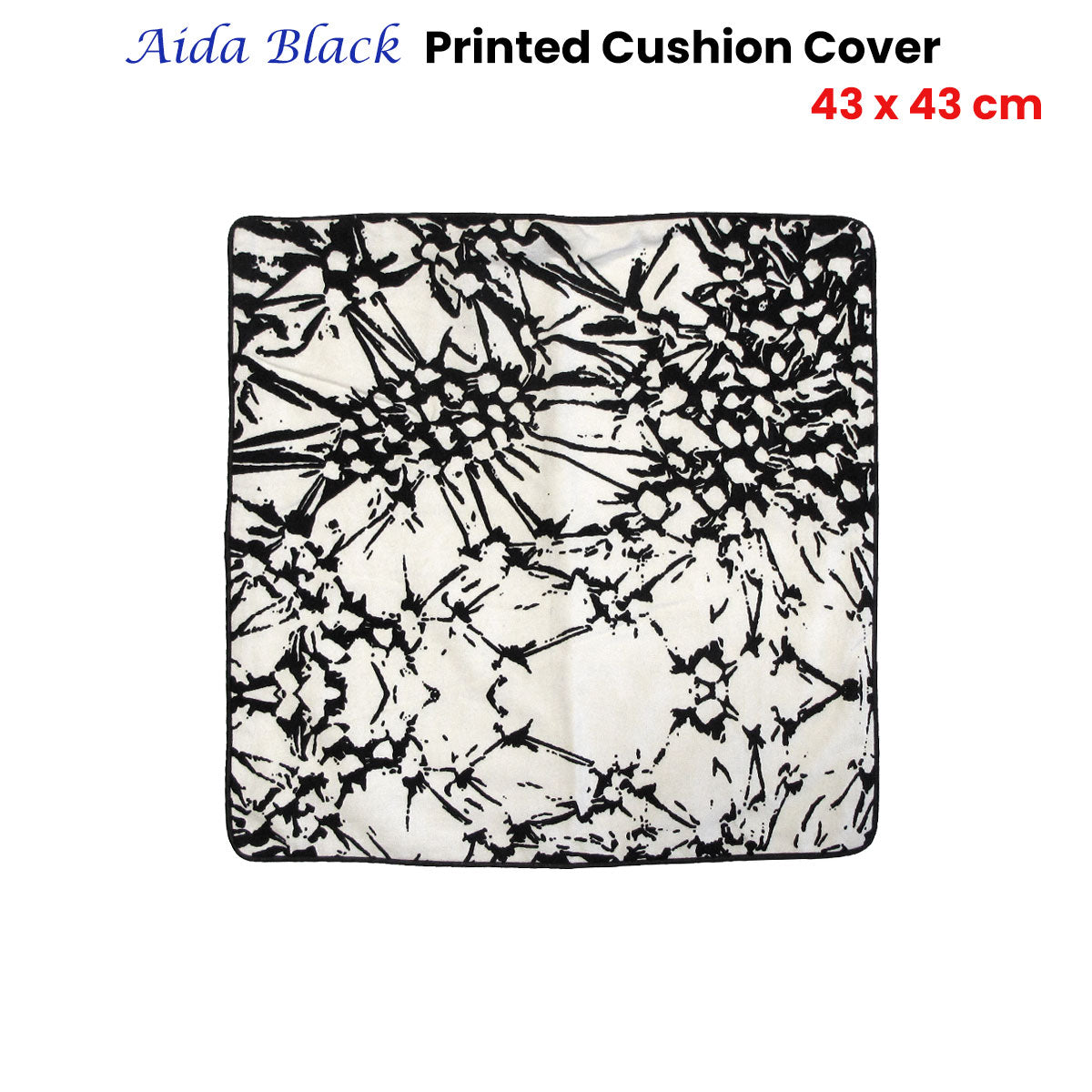 J Elliot Home Aida Black Printed Cotton Cushion Cover 43 x 43cm V442-IDC-CUSHIONC-AIDA-BLACK-SQ