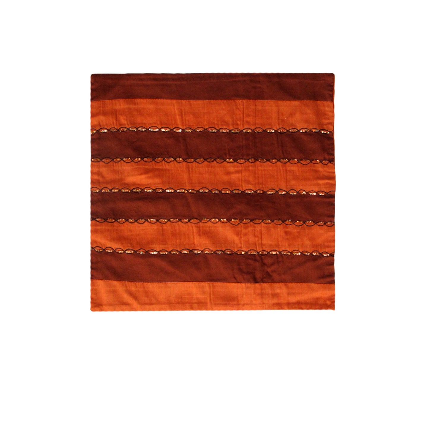 IDC Homewares Ayra Sequined Embroidered Cushion Cover Burnt Orange V442-IDC-CUSHIONC-AYRASEQUINED-BURNTORANGE-SQ