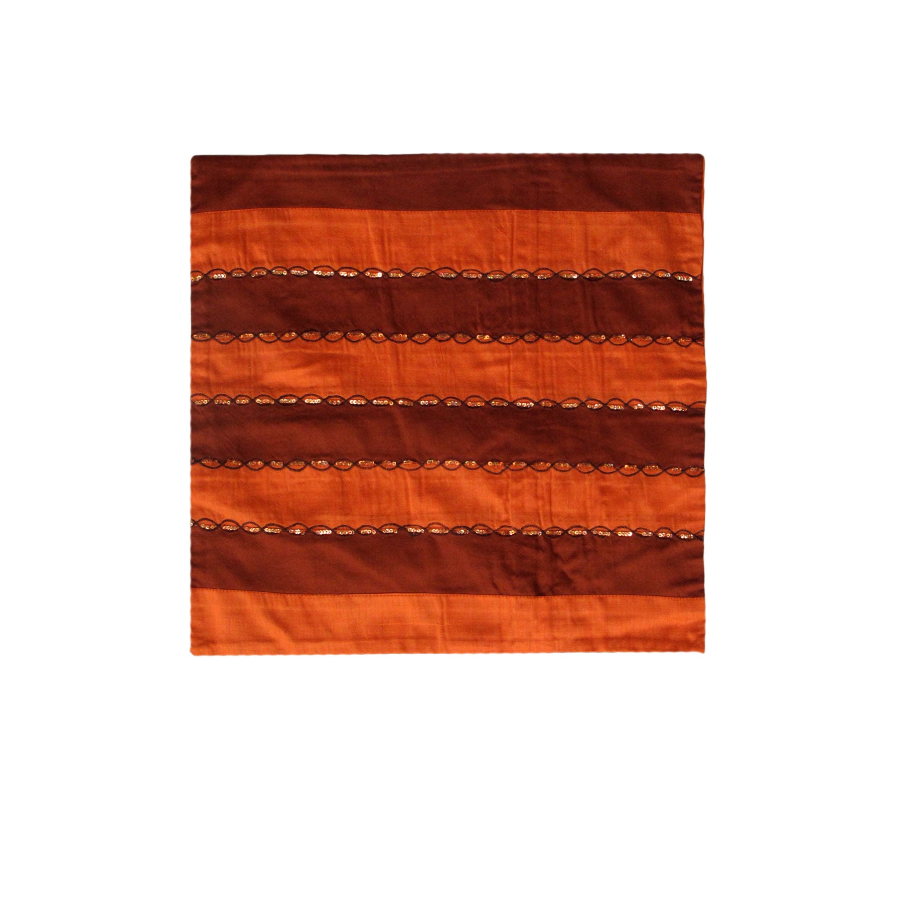 IDC Homewares Ayra Sequined Embroidered Cushion Cover Burnt Orange V442-IDC-CUSHIONC-AYRASEQUINED-BURNTORANGE-SQ
