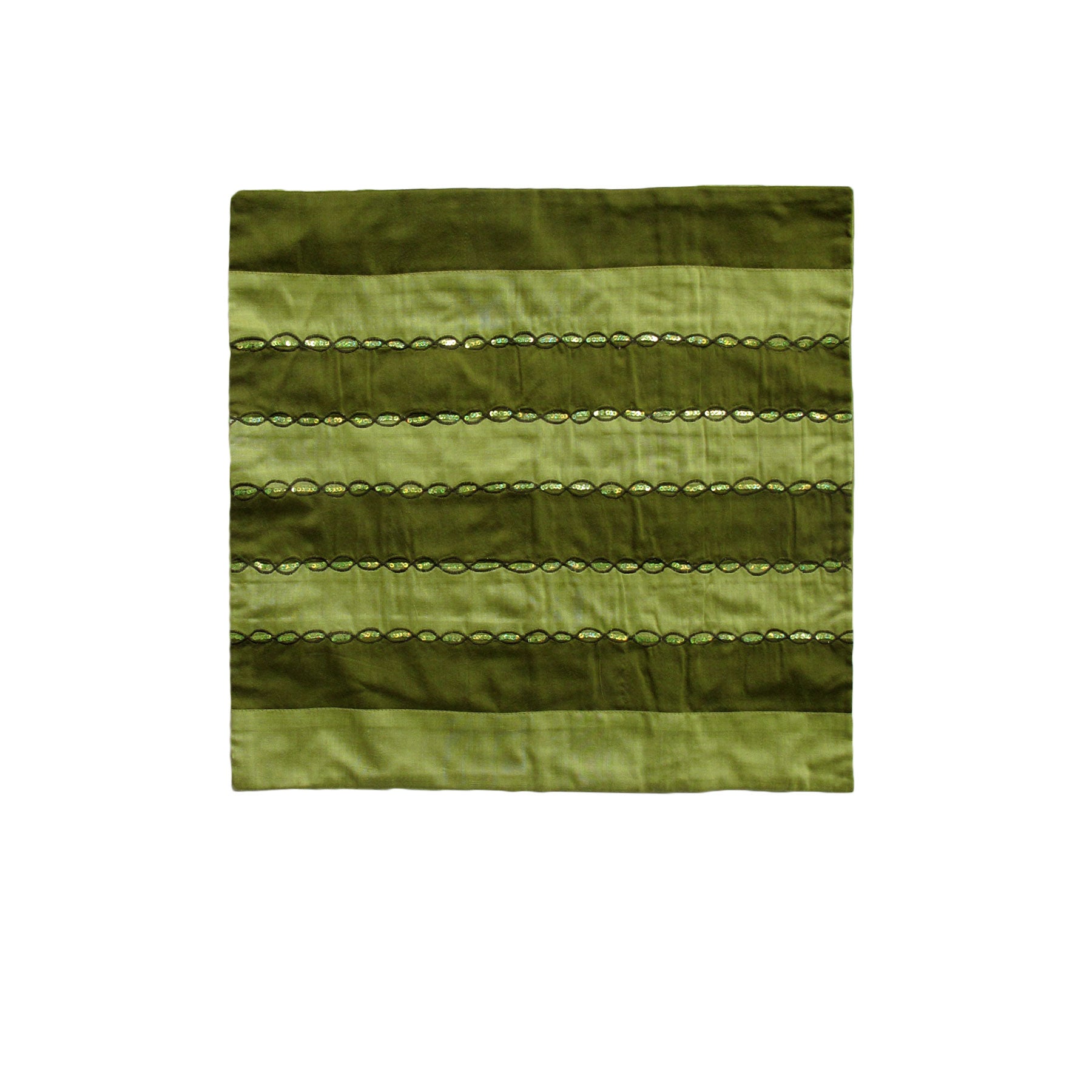 IDC Homewares Ayra Sequined Embroidered Cushion Cover Olive V442-IDC-CUSHIONC-AYRASEQUINED-OLIVE-SQ
