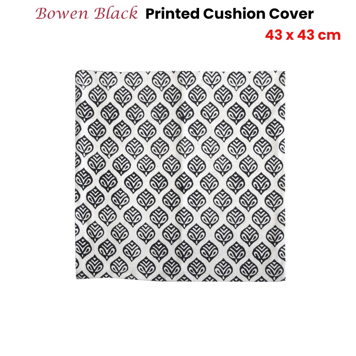 Bowen Black Printed Cushion Cover 43 x 43cm V442-IDC-CUSHIONC-BOWEN-BLACK-SQ