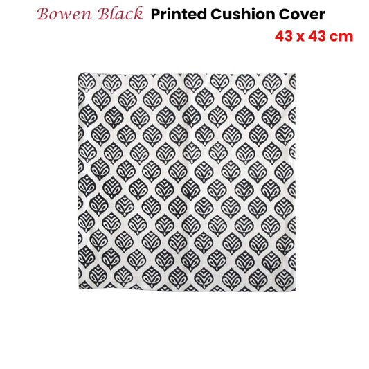 Bowen Black Printed Cushion Cover 43 x 43cm V442-IDC-CUSHIONC-BOWEN-BLACK-SQ
