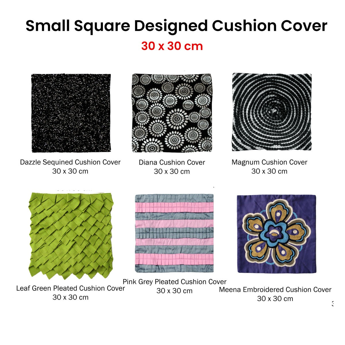 Small Designed Square Cushion Cover 30 x 30 cm Dazzle V442-IDC-CUSHIONC-DAZZLE-BLACK-SQ