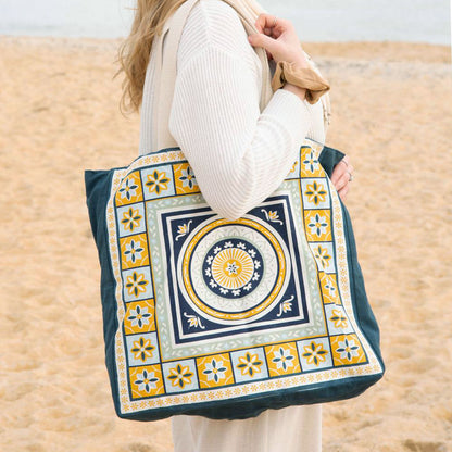 J Elliot Home Kasbah Cotton Tote Shopping Bag 40.5x43x10cm Blue V442-IDC-MISC-KASBAHBAG-BLUE-SH