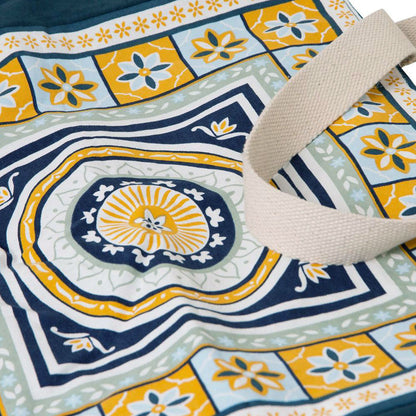 J Elliot Home Kasbah Cotton Tote Shopping Bag 40.5x43x10cm Blue V442-IDC-MISC-KASBAHBAG-BLUE-SH