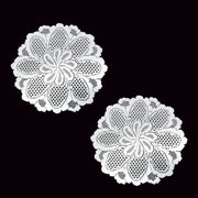 Blossom White Set of 2 Polyester Lace Table Doilies 36 cm Diameter V442-IDC-MISC-SETOF2BLOSSOMDOILIES-WHITE-RD