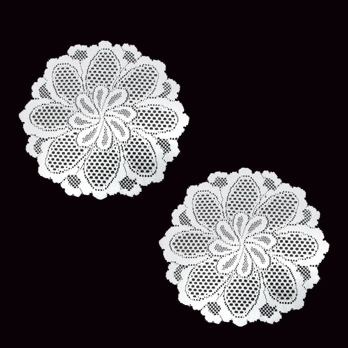 Blossom White Set of 2 Polyester Lace Table Doilies 36 cm Diameter V442-IDC-MISC-SETOF2BLOSSOMDOILIES-WHITE-RD
