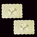 Floral Cream Set of 2 Polyester Lace Table Doilies 30 x 45 cm V442-IDC-MISC-SETOF2FLORALDOILIES-CREAM-RE