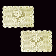 Floral Cream Set of 2 Polyester Lace Table Doilies 30 x 45 cm V442-IDC-MISC-SETOF2FLORALDOILIES-CREAM-RE
