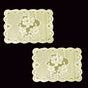 Floral Cream Set of 2 Polyester Lace Table Doilies 30 x 45 cm V442-IDC-MISC-SETOF2FLORALDOILIES-CREAM-RE